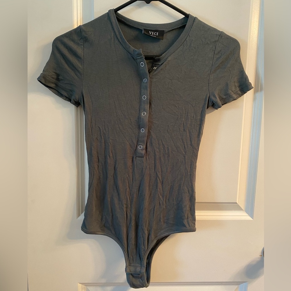Olive green body suit by Vici